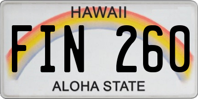 HI license plate FIN260
