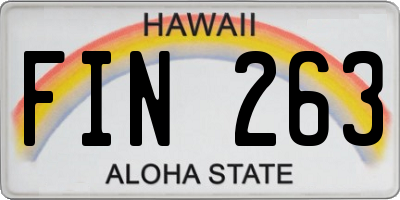 HI license plate FIN263