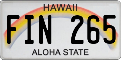 HI license plate FIN265