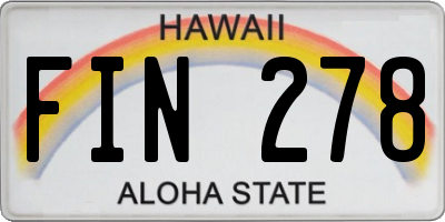 HI license plate FIN278