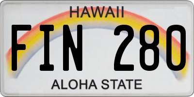 HI license plate FIN280
