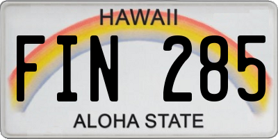 HI license plate FIN285
