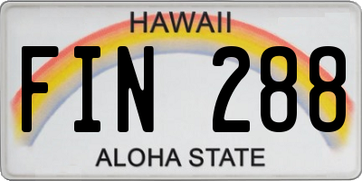 HI license plate FIN288