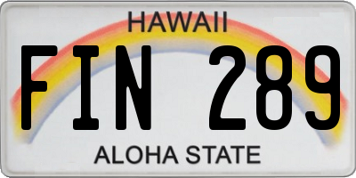 HI license plate FIN289