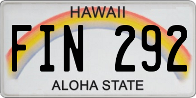 HI license plate FIN292