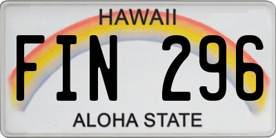 HI license plate FIN296