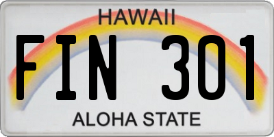 HI license plate FIN301