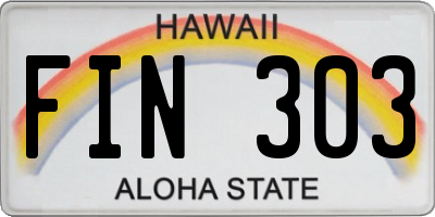HI license plate FIN303