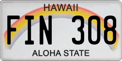 HI license plate FIN308