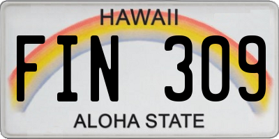 HI license plate FIN309