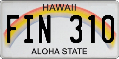 HI license plate FIN310