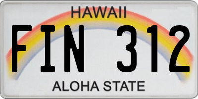 HI license plate FIN312