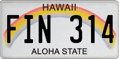 HI license plate FIN314