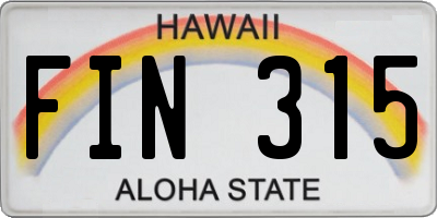 HI license plate FIN315
