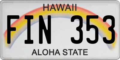 HI license plate FIN353