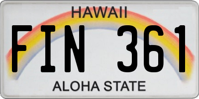 HI license plate FIN361