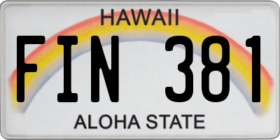 HI license plate FIN381