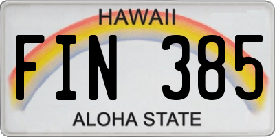 HI license plate FIN385