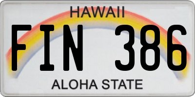 HI license plate FIN386