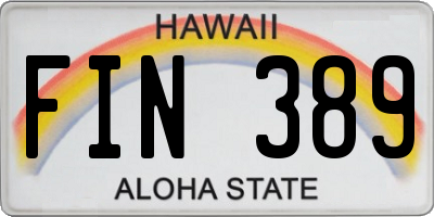 HI license plate FIN389