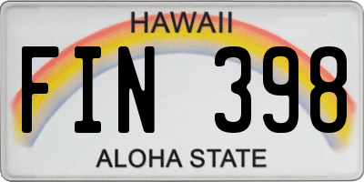 HI license plate FIN398