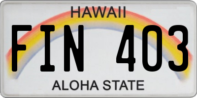 HI license plate FIN403