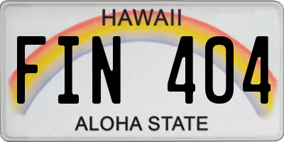 HI license plate FIN404