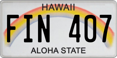 HI license plate FIN407
