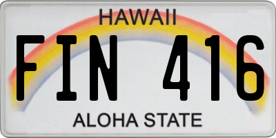 HI license plate FIN416