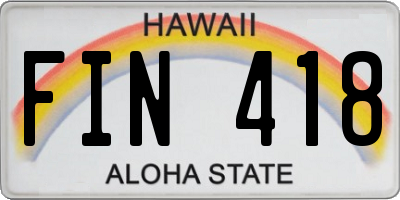 HI license plate FIN418