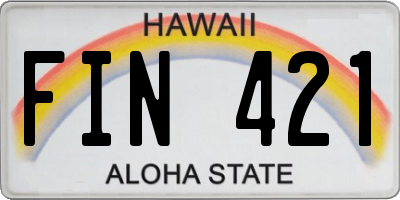 HI license plate FIN421