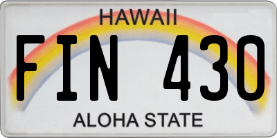 HI license plate FIN430