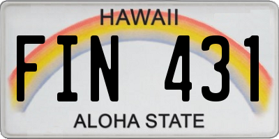 HI license plate FIN431