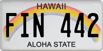 HI license plate FIN442