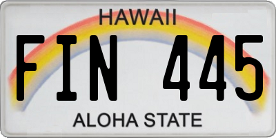 HI license plate FIN445