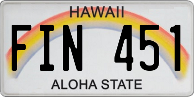 HI license plate FIN451