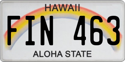 HI license plate FIN463