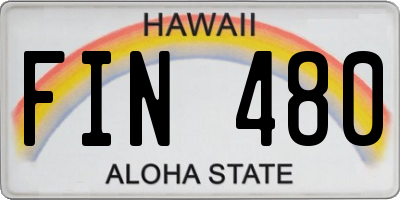 HI license plate FIN480