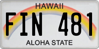 HI license plate FIN481