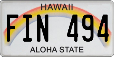 HI license plate FIN494