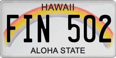 HI license plate FIN502