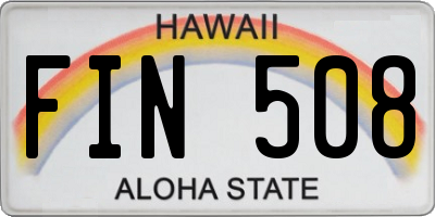 HI license plate FIN508