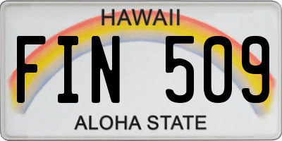 HI license plate FIN509