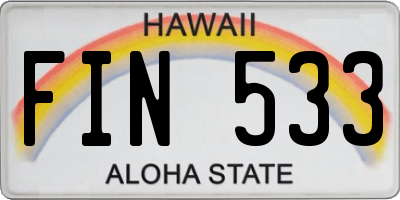 HI license plate FIN533
