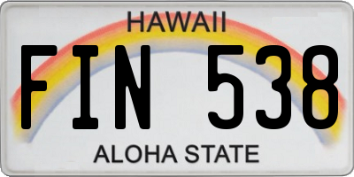 HI license plate FIN538