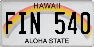 HI license plate FIN540