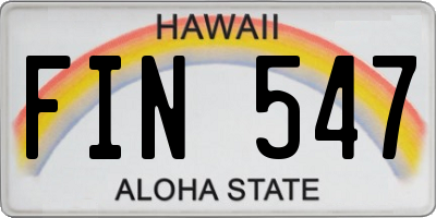 HI license plate FIN547