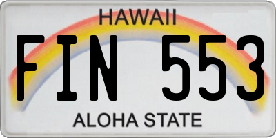HI license plate FIN553