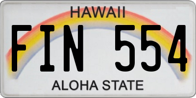HI license plate FIN554