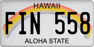 HI license plate FIN558